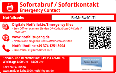 NotHilfePass Rückseite